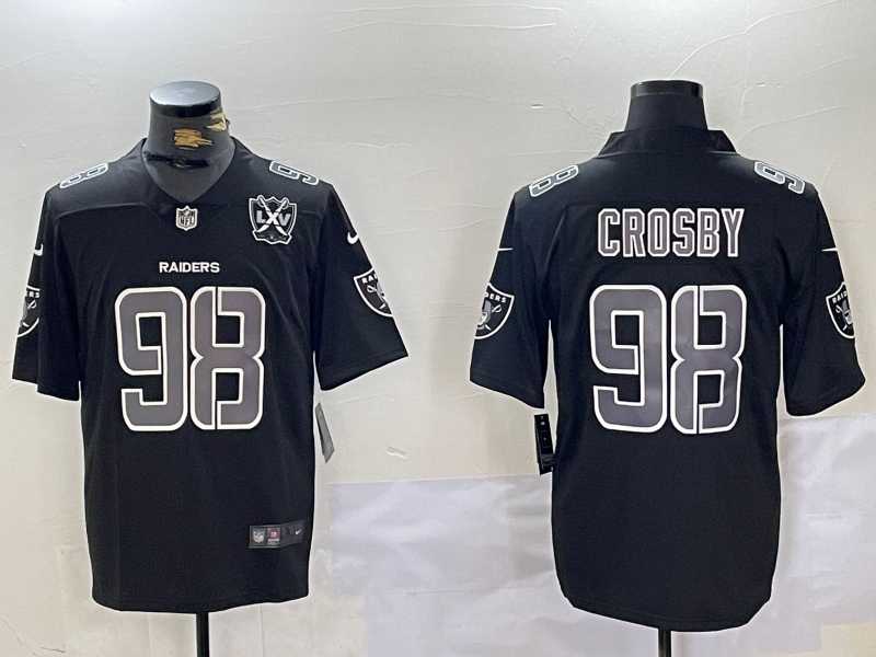 Men%27s Las Vegas Raiders #98 Maxx Crosby Black 65TH Patch Limited Fashion Vapor Jersey Dzhi
